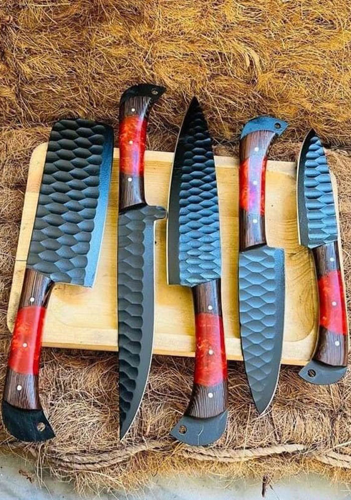 Red Handled Kitchen Knife Set